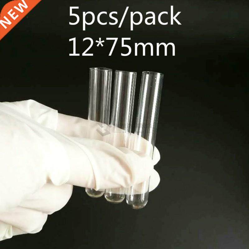 5pcs 12*75mm Glass Round Bottom Test Tubes for Laboratory