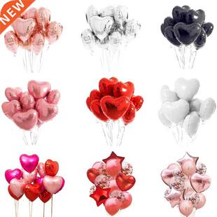10pcs Multi Rose Gold Heart Foil Balloons Helium Balloon Bi