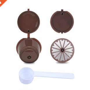 2 Pcs Reusable Coffee Capsule Filter Cup With Spoon For Nesc