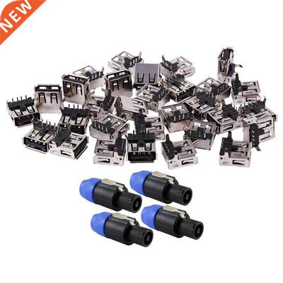 0 Pcs 15mm USB 2.0 Female Type a Port 4-Pin DIP 90 Degree J