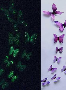 12pcs Luminous Butterfly Design Decal Art Wall Stickers Room