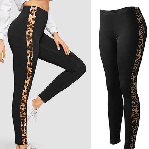 High Waist Leggings Leopard Print Workout Pocket Leggings Wo