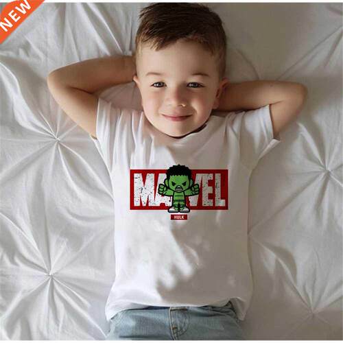New Summer T-shrt Marvel Boys Funny Cotton Hulk Clothes Kaw