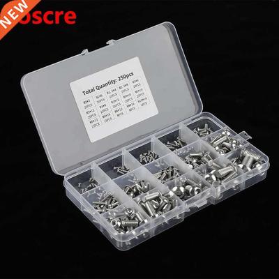 250pcs Machine Screws Set M2/M2.5/M3/M4/M5/M6/M8/M10 Stainle