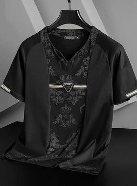 High end luxury mercerized cotton V-neck t-shirt men	s Ko