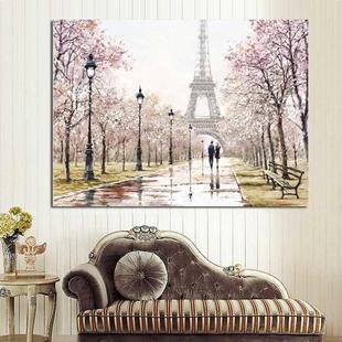 Paris Couple Eiffel Tower Abstract Romantic Landscape City