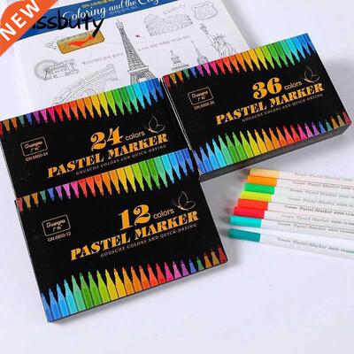 12/24/36 Colors Acrylic Pastel Marker Pen Highlighter Pens A