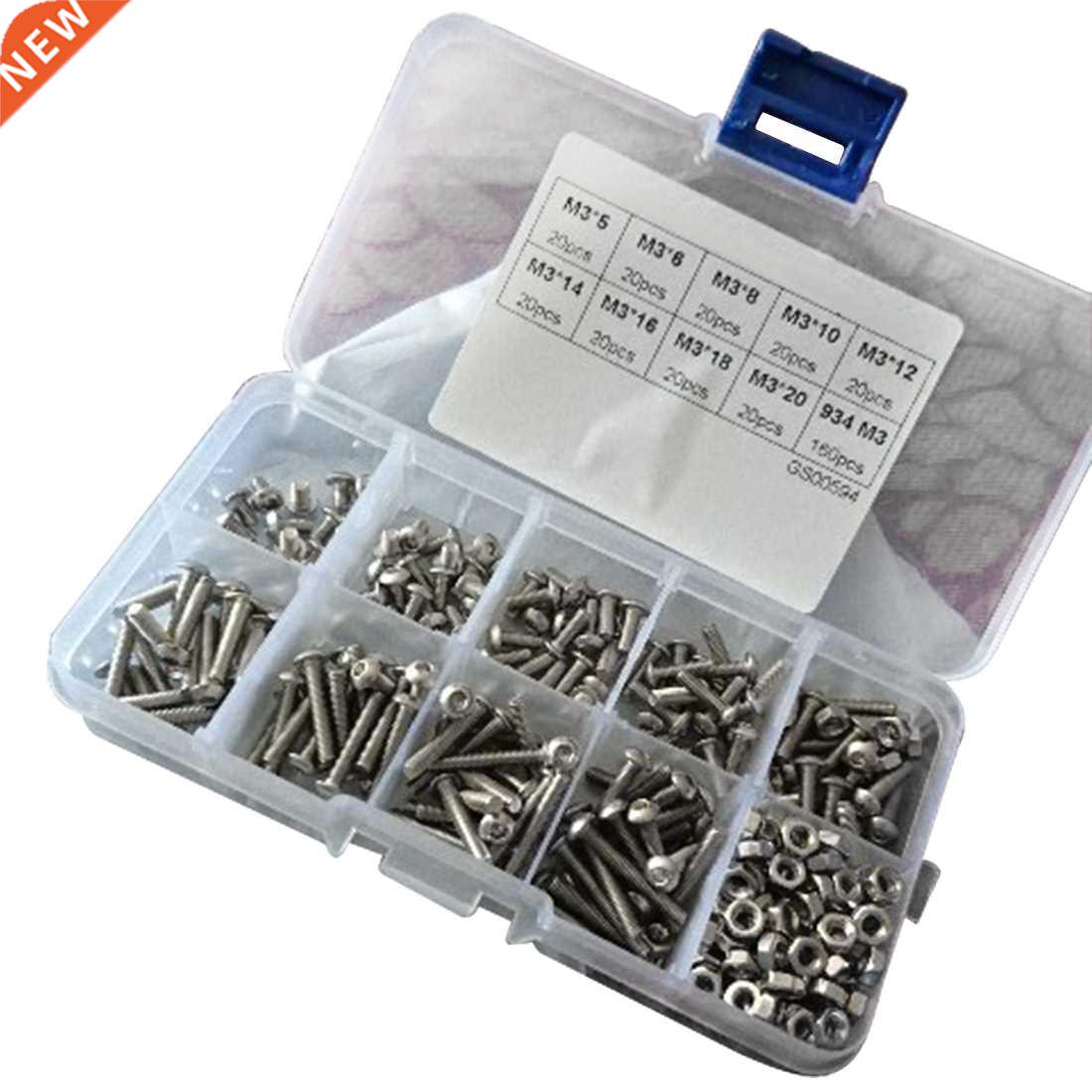 Fastener Hardware 340pcs M3 Button Head Hex Socket Screw Bol