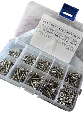 Fastener Hardware 340pcs M3 Button Head Hex Socket Screw Bol