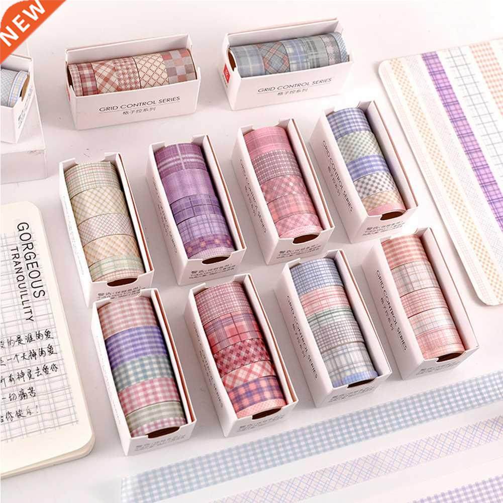 6pcs/set  Washi Tape Set Basic Pattern Marble Plaid Strip