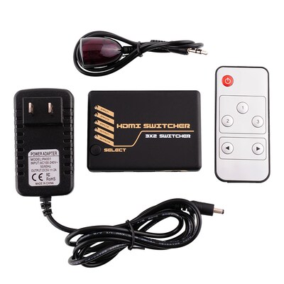 3x2 3 INPUT 2 OUTPUT HDMI Switch Switcher Auto Remote Switch