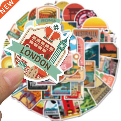 50pcs Travel City Landscape Cartoon Graffiti Sticker  Mo