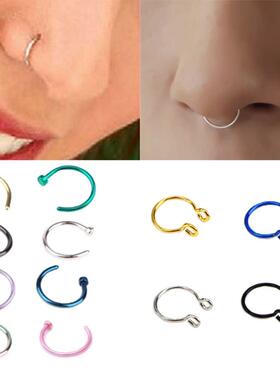 2pcs U Shaped Fake Nose Ring Hoop Septum Rings Stainless Ste