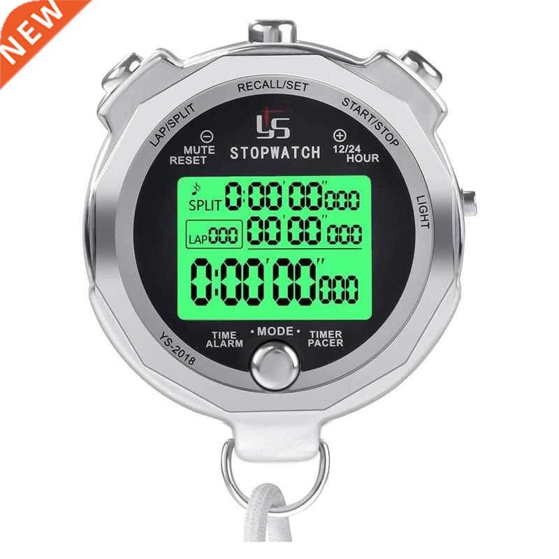 YS Stopwatch Metal Stopwatch Timer with Backlit Multi Lap Me