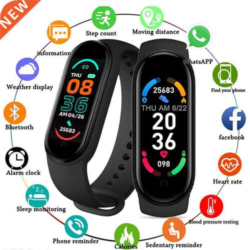 M6 Smart Watch Men Women Ftness Bracelet Tracker Heart Rate