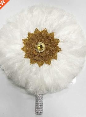 1pcs Black African Turkey Feather Hand Fan Handmade Handfan