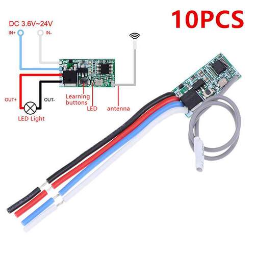 10X DC 3.6V-24V 433 Mhz 1CH RF Relay Receiver Wireless Remot