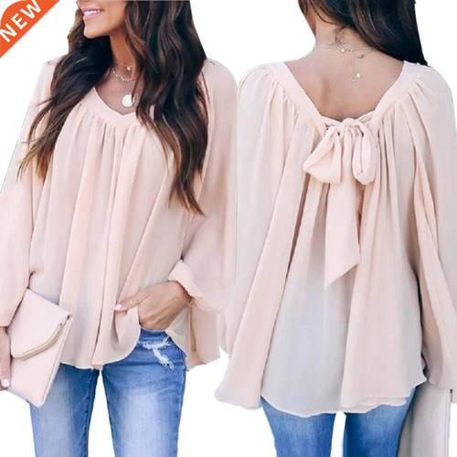 large size Blouse Shirt Women 2020 Female Solid Color Chiffo