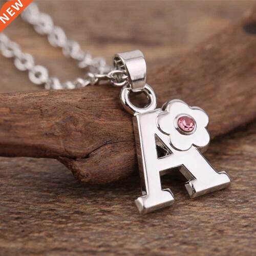 My Shape Girl Name Necklace Alloy Crystal Flower Alphabet En