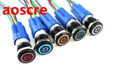 16mm Metal Push Button Switch LED power mark locking Latchin