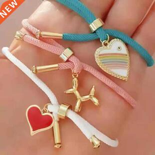 Charm Braided Chain Bracelet for Men Gold Women's Link B