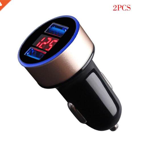2 Pieces Car Charger 5V 3.1A Quick Charge Dual USB Port LED