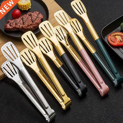 1PC Non-Slip Stainless Steel Food Tongs Meat Salad Bread Ser