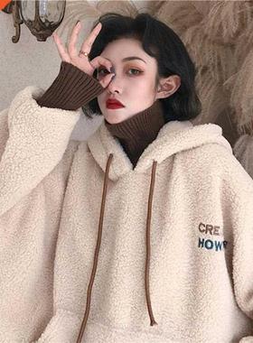 Women Hoodes Lamb Wool Fake Two-pece Hooded Sweatshrts 20