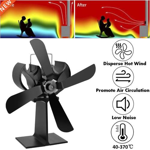 20x13x23cm 4 Blade Fireplace Fan Eco Heat Powered Stove Fan
