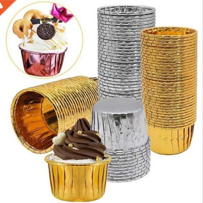50pcs Cupcake Wrappers Crimping Muffin Cases Cake Liner Gold