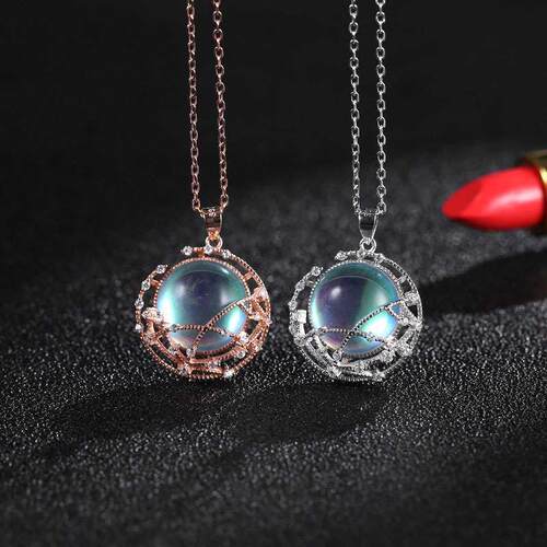925 Sterling Silver Necklaces for Women Elegant Moonstone Pe