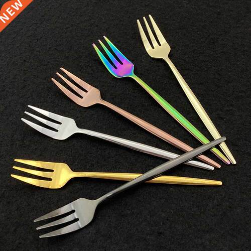 6pcs Tea Fork Set stainless steel Small Fruit Fork Set Gold