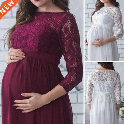 Pregnant Womens Lace Maternity Maxi Dress Gown Photography P