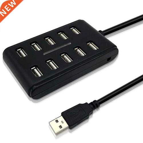 High Speed 480 Mbps USB 2.0 Hub 10 Ports Multi Personal Comp