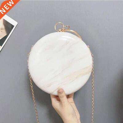 Round Shape White Clutch Bags Luxury Handbags Women Bags De