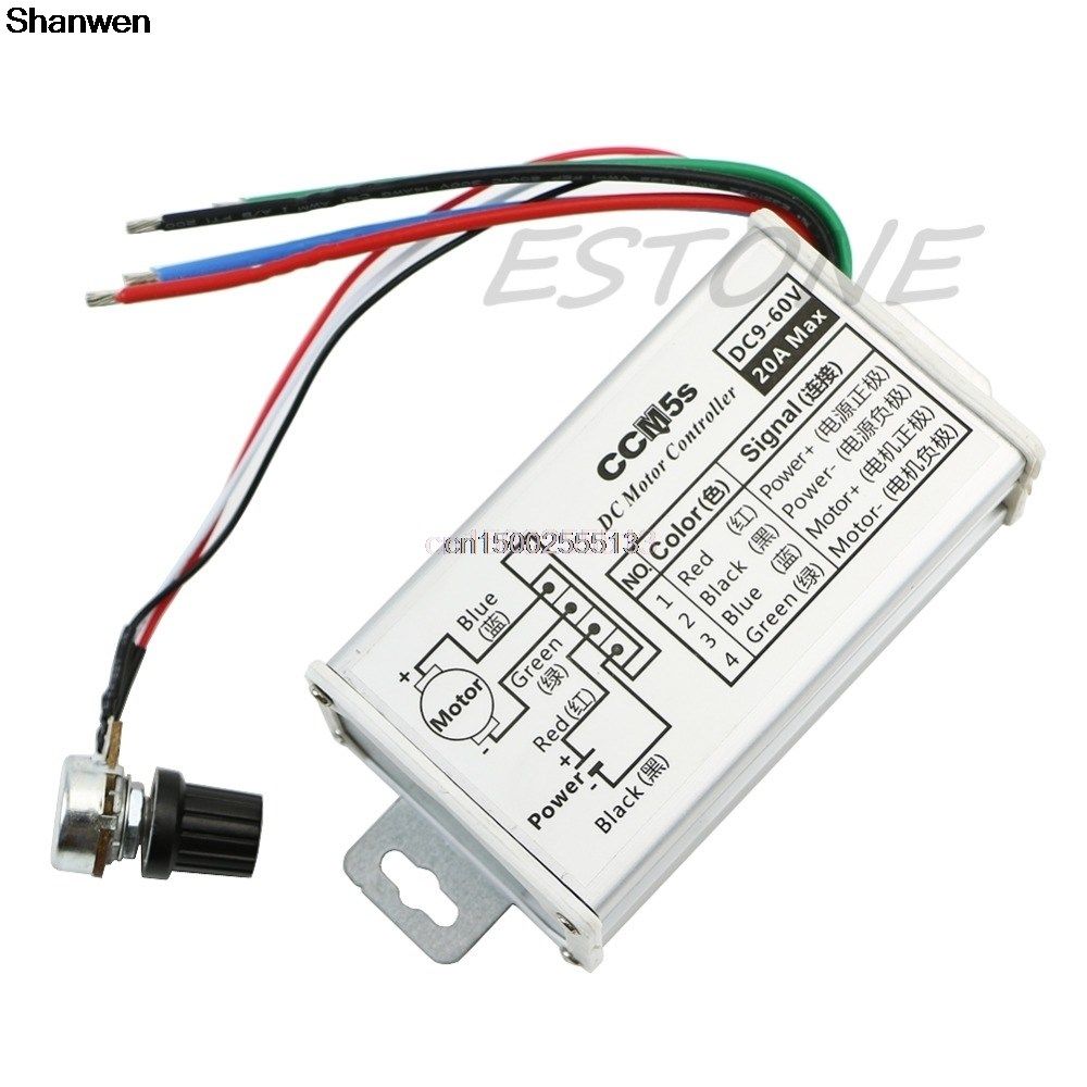 DC 9V 12V 24V 48V 60V 20A Motor Speed Controller Regulator D