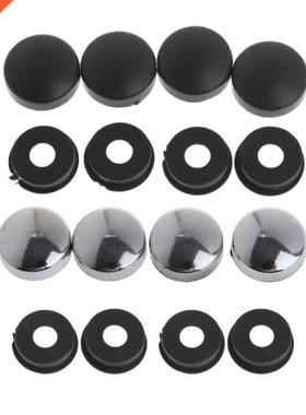 8 Pcs ABS Chrome License Plate Frame Screw Nut Caps+Bolt Cov