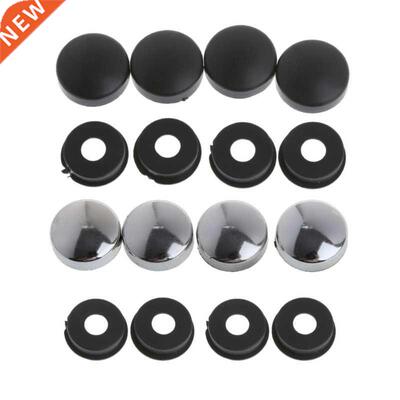 8 Pcs ABS Chrome License Plate Frame Screw Nut Caps+Bolt Cov