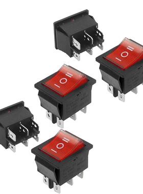 5 Pcs DPDT Red Neon Light On/Off/On Rocker Switch AC 250V/15