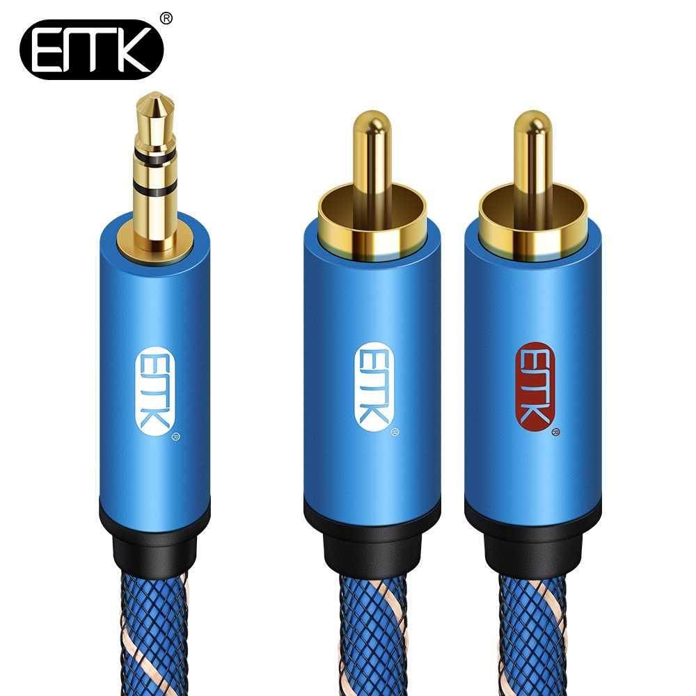 EMK AUX .5mm to 2 RCA Audio RCA Splitter Cable Male to Mal
