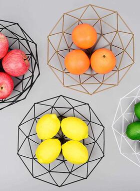 Geometric Fruit Vegetable Wire Basket Metal Bowl Kitchen Sto
