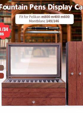 Wooden Pen box 12/23/34 Pen Fountain Wood Display Case Holde