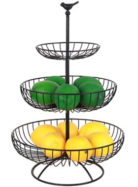 Household 3 layer fruit plate countertop metal fruit basket