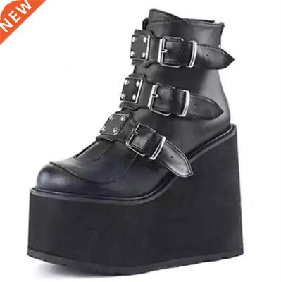 Winter Buckle Ankel Boots Women Punk Female Platform Boots W