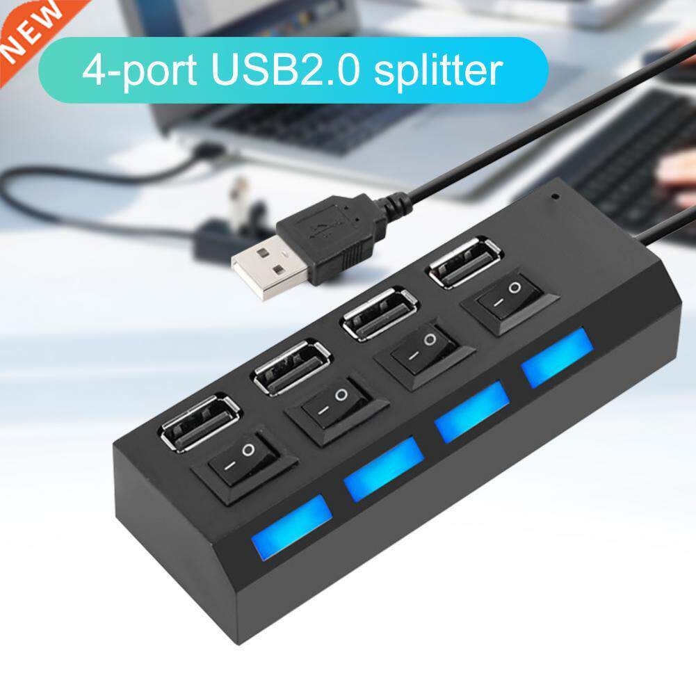 Portable USB2.0 4Port USB Splitter Standard Strip Switch Met
