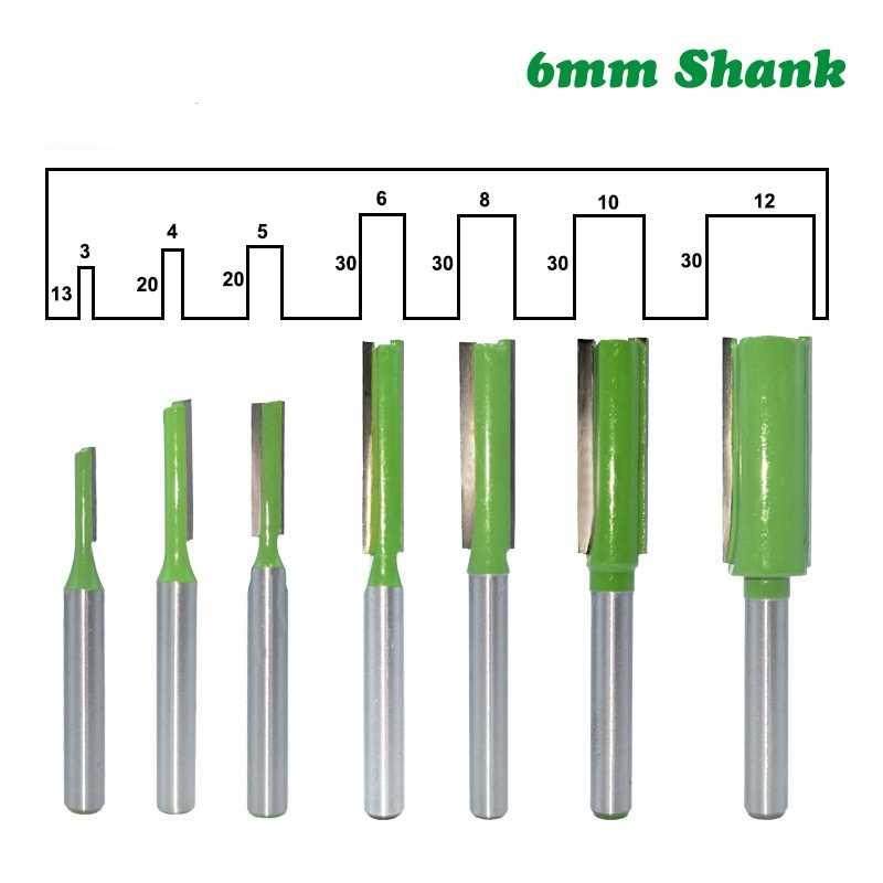 7pcs 6mm Shank Single Double Flute Straight Bit Milling Cutt