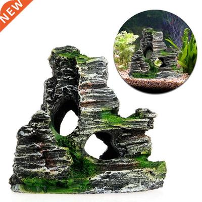 New New 1PC Mountain View Aquarium Decoration Moss Tree Hous