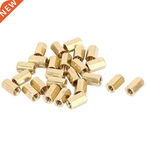 25pcs M4 x 10mm Female Threaded Brass Hex Standoff Pillar Sp