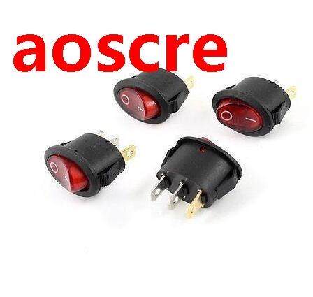 4 Pcs Red Press Button On/Off SPST 3 Pin Boat Rocker Switch