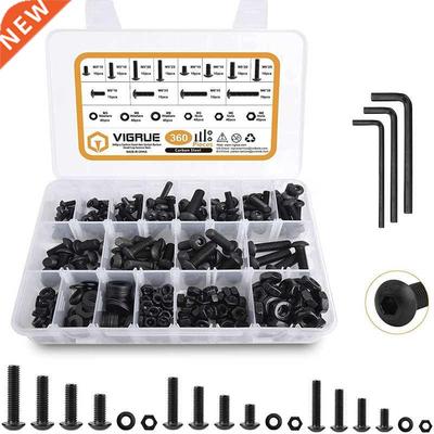 360Pcs Hex Hexagon Socket Pan Head Screw Nut Carbon Steel